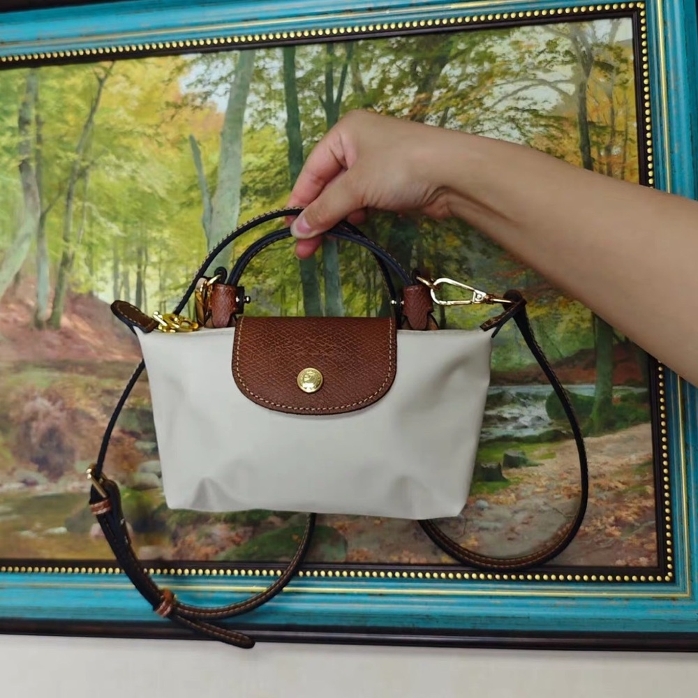 Longchamp Le Pliage Women's White Canvas Mini Shoulder Bag